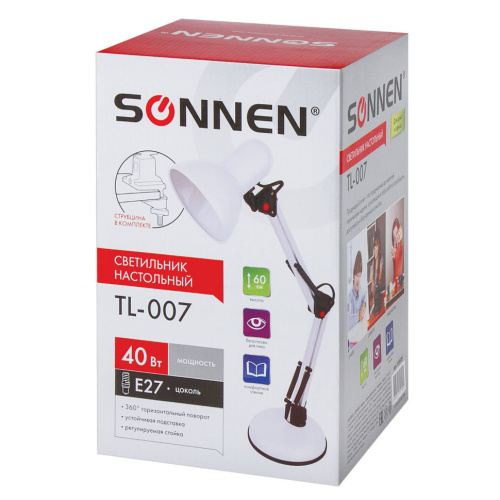 Лампа настольная Sonnen TL-007, на подставке/струбцине фото 9